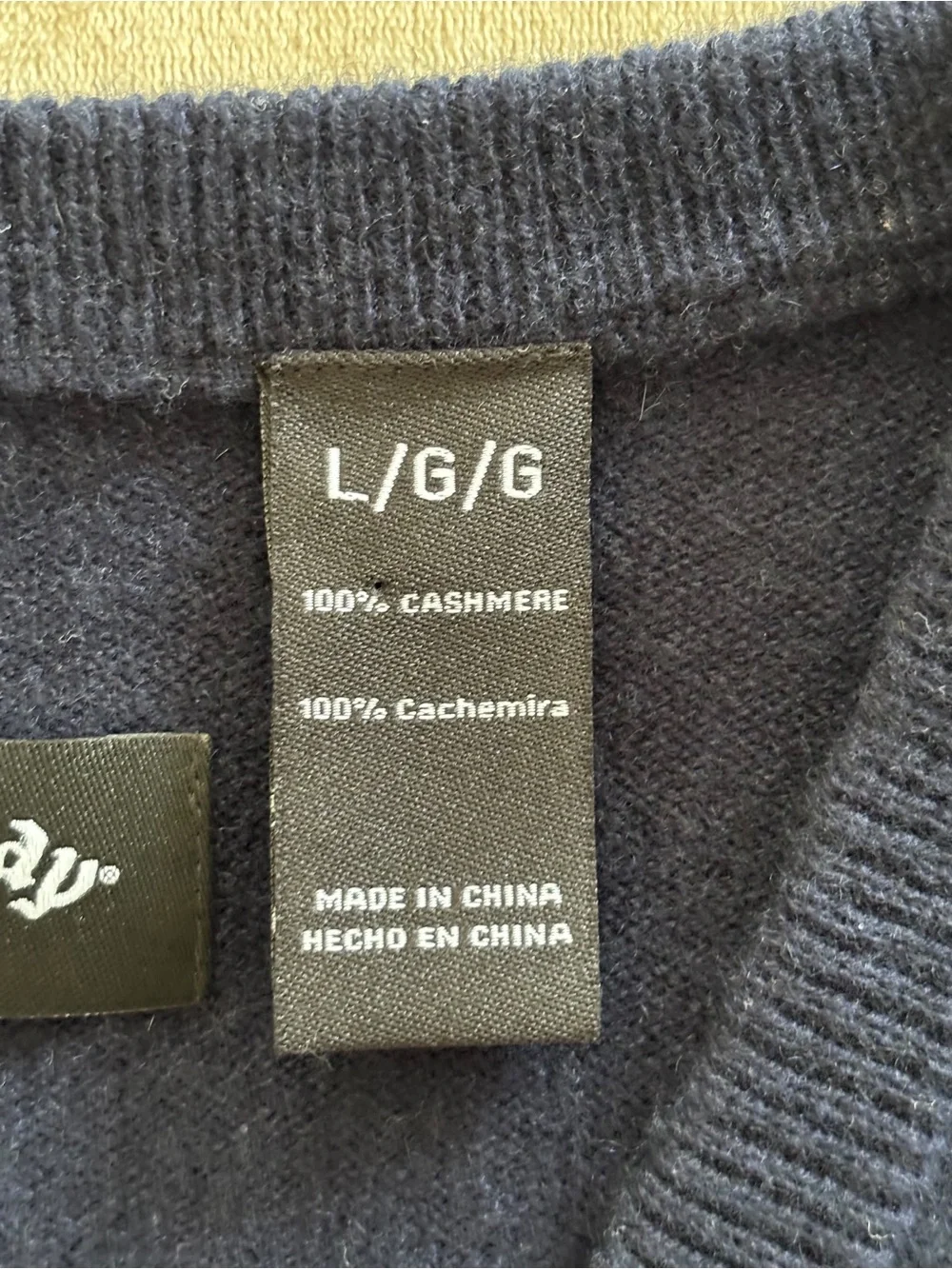 Callaway 100% Cashmere Mens L Navy V Neck Sweater Golf Pullover Long Sleeve